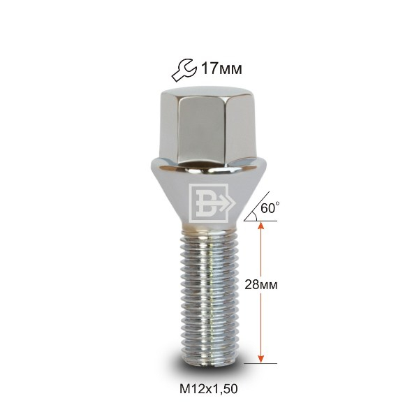 17mm Hex Lug Bolt-Cone Seat